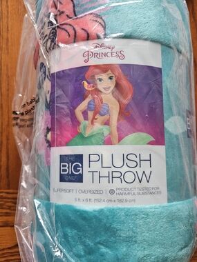 Disney Princess Ariel Plush Throw - Teal & Purple Accents